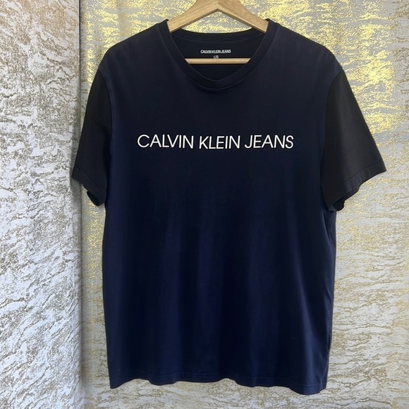 Calvin Klein Jeans Navy/Black Short Sleeve T-Shirt Size L - Picture 2 of 11